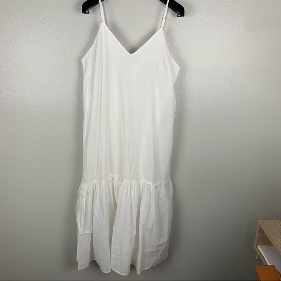 NWT Deluc Stephanie ruffle tiered midi dress 100% cotton white size small - Picture 2 of 7